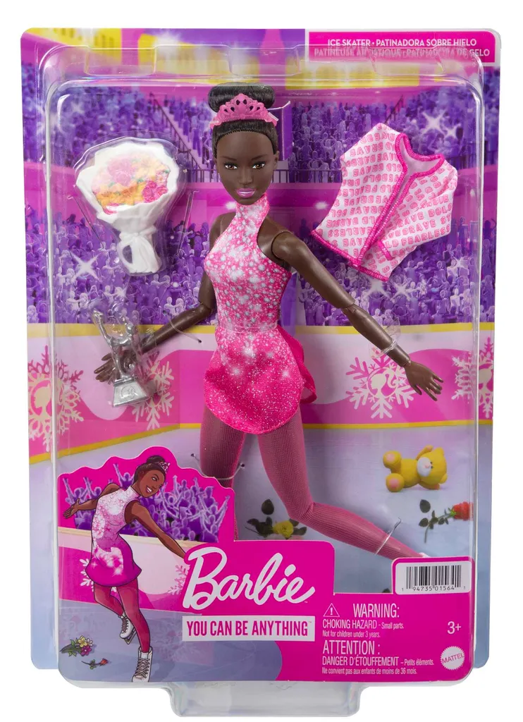 Barbie Eiskunstläuferin Puppe (schwarze Haare), Barbie Set Inkl. Zubehör – Bild 6