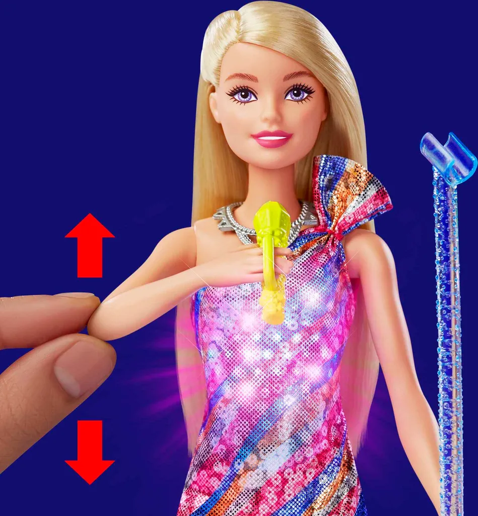Barbie „Bühne Frei Für Große Träume“ Malibu Sängerin Puppe Mit Leuchtendem Kleid Und Musik Inkl. Zubehör – Bild 5