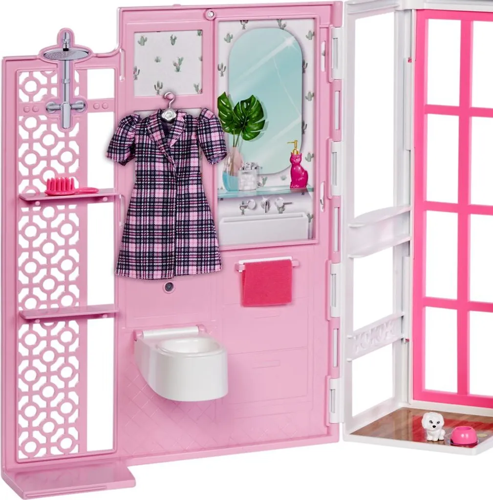 Mattel HCD47 - Barbie - 2-stöckiges Möbliertes Spielhaus Mit Zubehör (ohne Puppen) – Bild 7