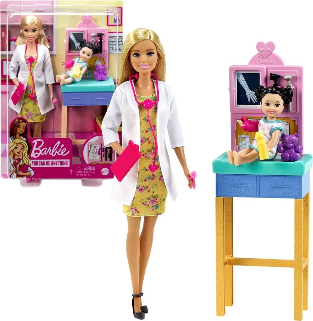 Barbie Kinderärztin Puppe (blond), Spielset Mit Kleinkind – Bild 8