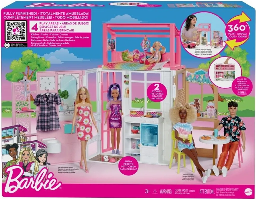 Mattel HCD47 - Barbie - 2-stöckiges Möbliertes Spielhaus Mit Zubehör (ohne Puppen) – Bild 17