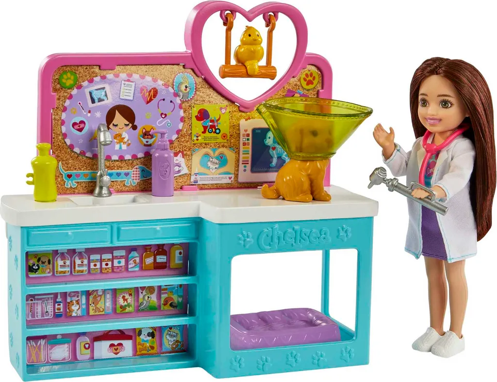 Barbie Chelsea Tierklinik Spielset Mit Puppe (brünett), Tiere & Zubehör – Bild 3