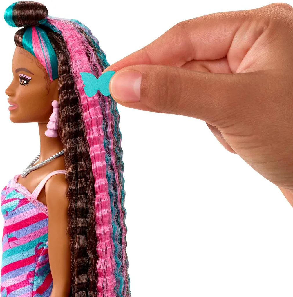 Barbie Totally Hair Puppe Im Schmetterlingslook, 21,6 Cm Lange Haare, 15 Zubehörteile, Ab 3 Jahren – Bild 4