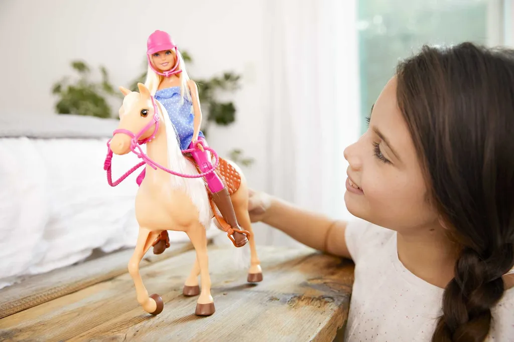 Barbie Pferd Mit Puppe (blond), Anziehpuppe, Modepuppe, Pferde Spielzeug – Bild 2