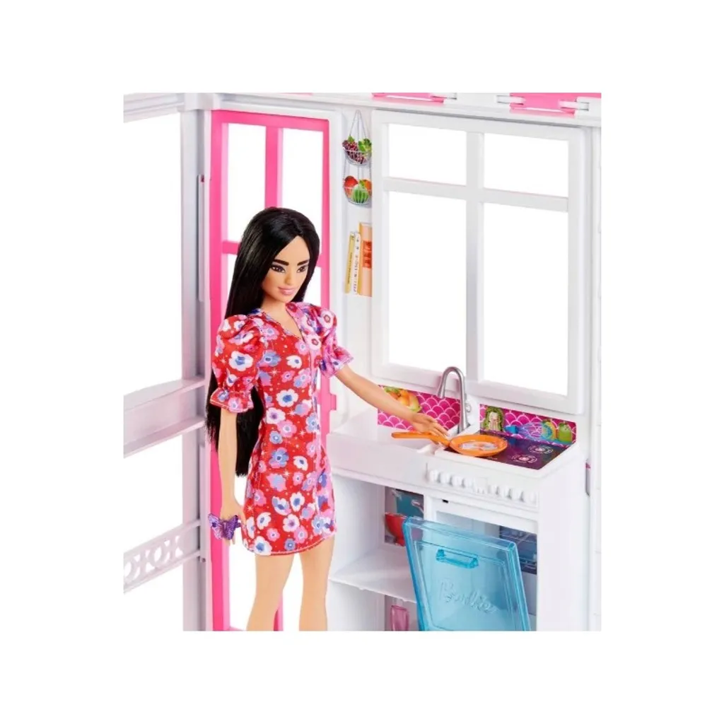Mattel HCD47 - Barbie - 2-stöckiges Möbliertes Spielhaus Mit Zubehör (ohne Puppen) – Bild 14