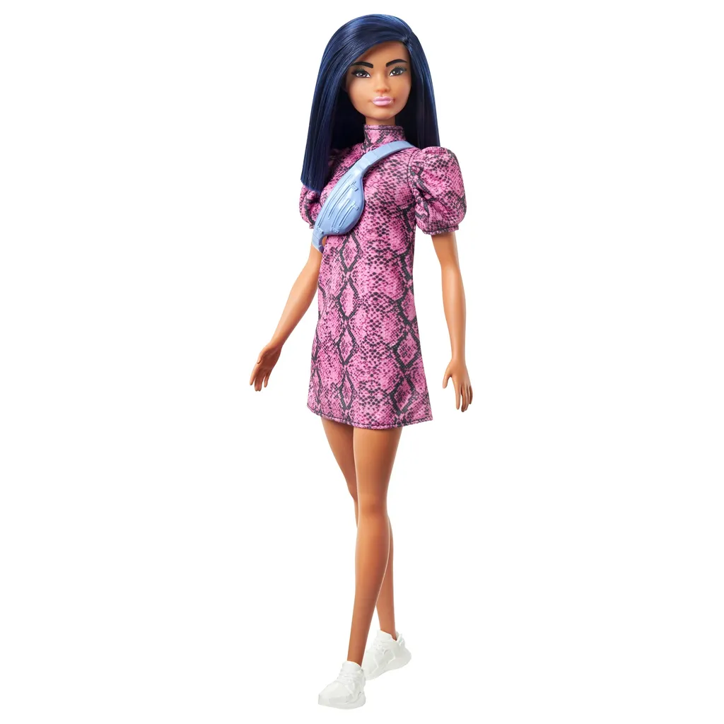 Barbie Fashionistas Puppe Im Schlangenmuster Kleid, Anziehpuppe, Modepuppe