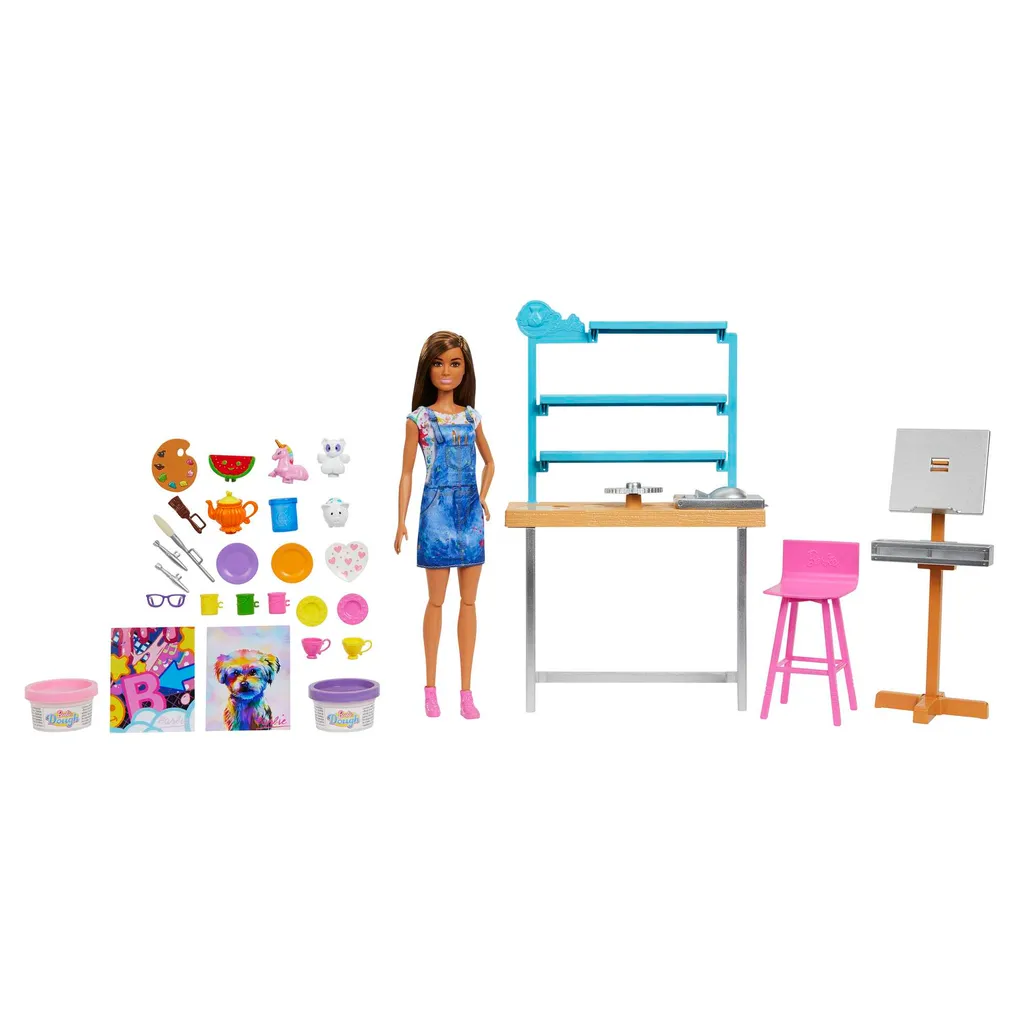 Barbie Wellness Kunst- & Kreativ-Atelier, Barbie-Puppe (ca. 30 Cm), über 25 Kreative Zubehörteile Für Töpfern Und Malerei, Für Kinder Von 3 Bis 7 Jahren – Bild 5