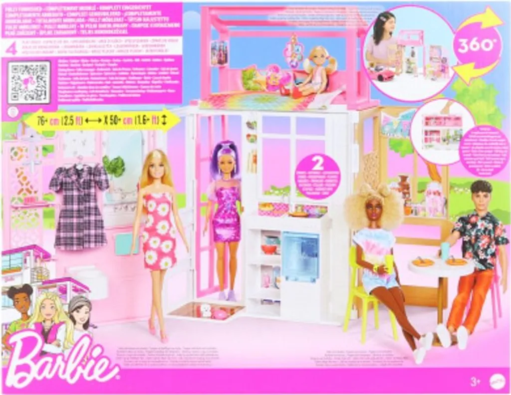 Mattel HCD47 - Barbie - 2-stöckiges Möbliertes Spielhaus Mit Zubehör (ohne Puppen) – Bild 12