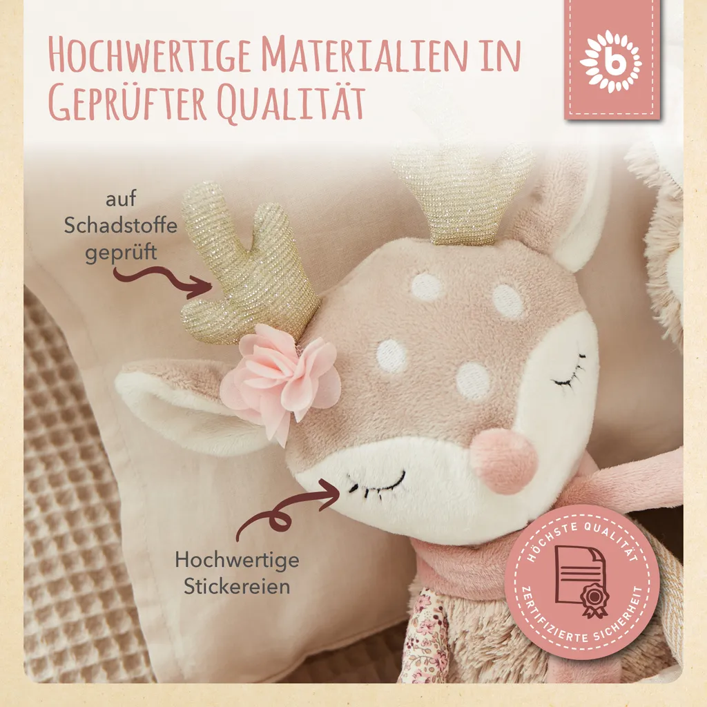 Bieco Plüsch Reh Spieltier Baby | Ca. 40 Cm | Niedliches Baby Kuscheltier | Baby Spielzeug | Kuscheltier Baby | Baby Einschlafhilfe | Kuscheltiere Für Babys | Stofftier Baby | Kuscheltier Reh – Bild 4