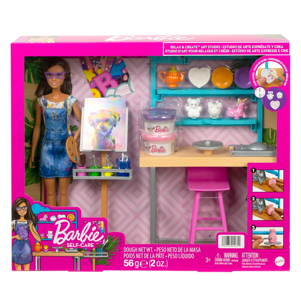 Barbie Wellness Kunst- & Kreativ-Atelier, Barbie-Puppe (ca. 30 Cm), über 25 Kreative Zubehörteile Für Töpfern Und Malerei, Für Kinder Von 3 Bis 7 Jahren – Bild 6
