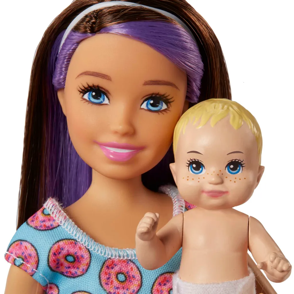 Barbie Skipper Babysitter Puppe (brünett), Spielset Mit Baby-Puppe & Hochstuhl – Bild 5