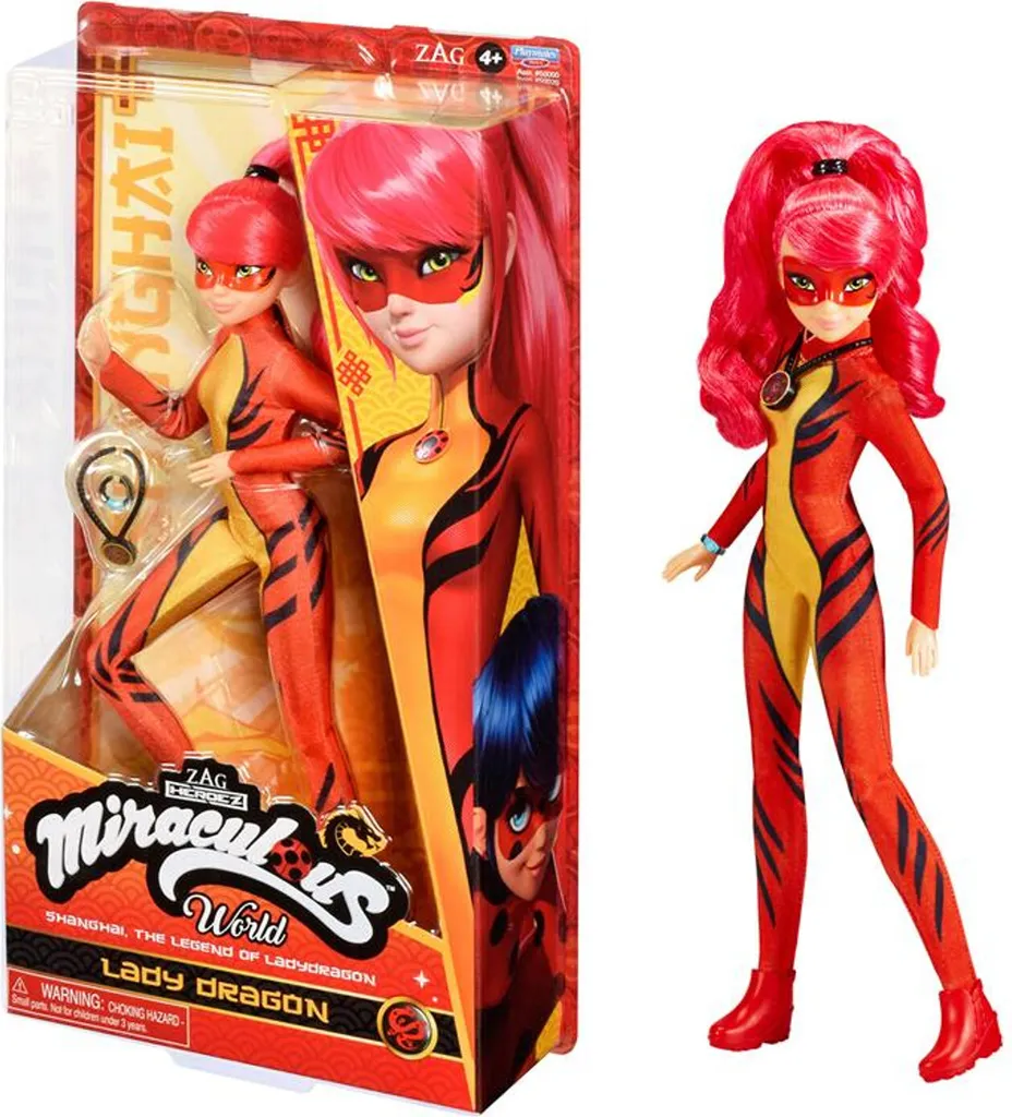 Miraculous Spielfigur Ladybug Marienkäfer Und Cat Noir Spielpuppe Dragon Shanghai Puppe 26 Cm