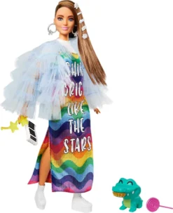Barbie Extra Puppe Mit Regenbogen-Kleid, Anziehpuppe, Modepuppe