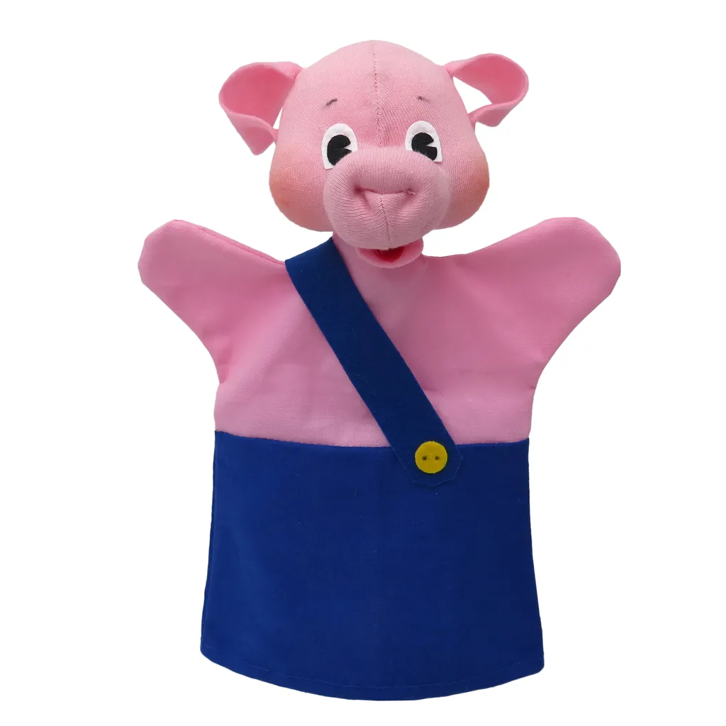Handpuppe Märchenfiguren, Schwein 26 Cm, Blau, 22652B