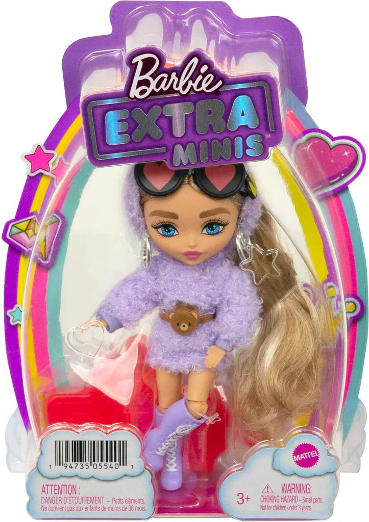 Barbie Extra Mini Puppe (Blonde Pigtails Purple Hoodie) – Bild 2