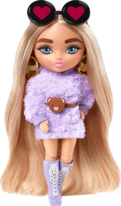 Barbie Extra Mini Puppe (Blonde Pigtails Purple Hoodie)