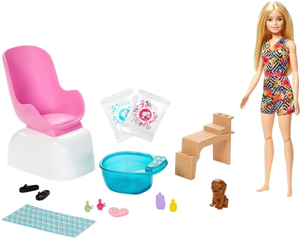 Barbie Mani-Pedi Puppe (blond) Spielset, Anziehpuppe, Nagelstudio Mit Zubehör – Bild 2