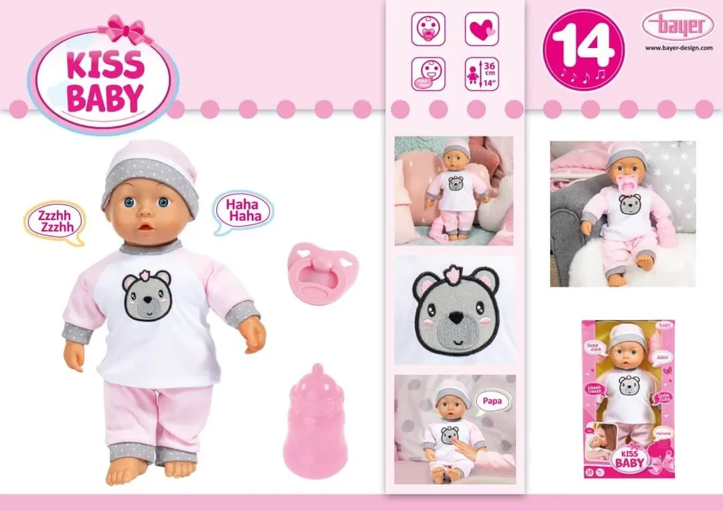 BAYER Spielwaren Kiss Baby 36 Cm Babypuppen Puppen Babypuppen – Bild 8