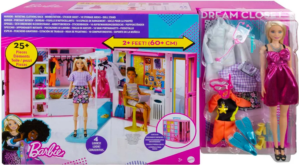 Barbie Traum Kleiderschrank Ausklappbar Mit Puppe, Zubehör Und Puppen-Kleidung – Bild 6