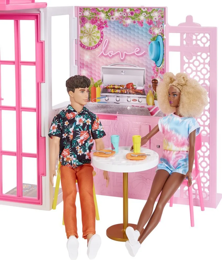 Mattel HCD47 - Barbie - 2-stöckiges Möbliertes Spielhaus Mit Zubehör (ohne Puppen) – Bild 6