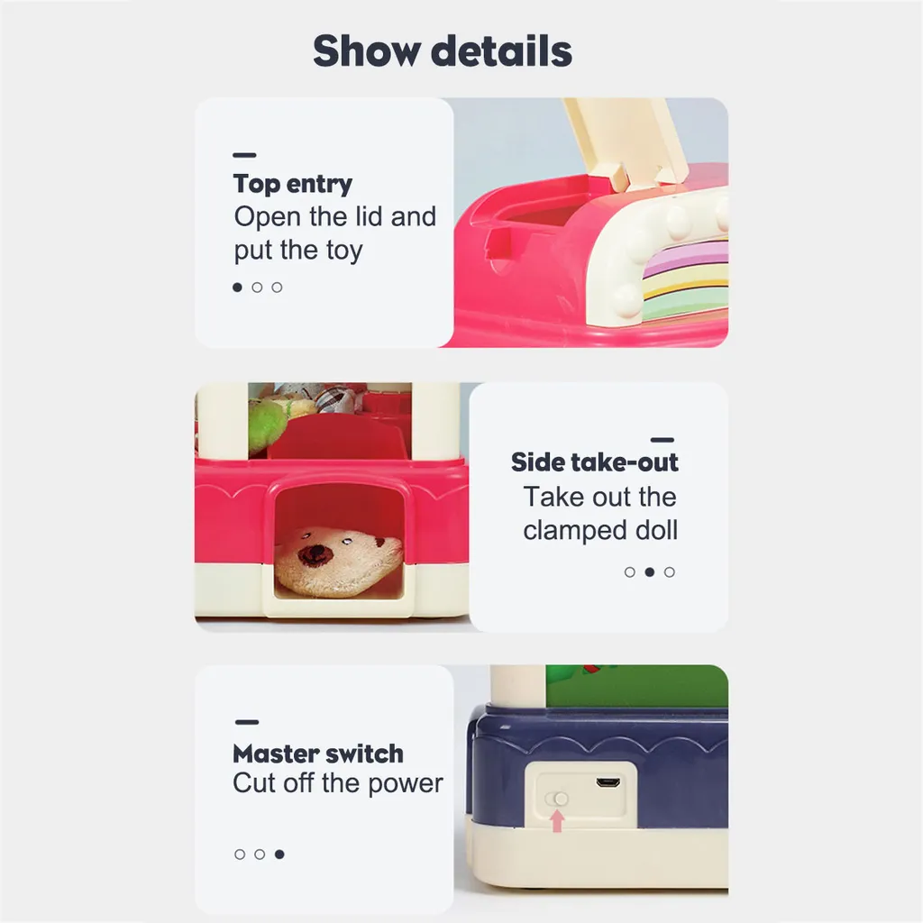 Kimbosmart Mini Puppenmaschine Klauenmaschine Grabber Klauen Maschine Mit Musik Licht DIY Spielzeug Kinder â Bild 8