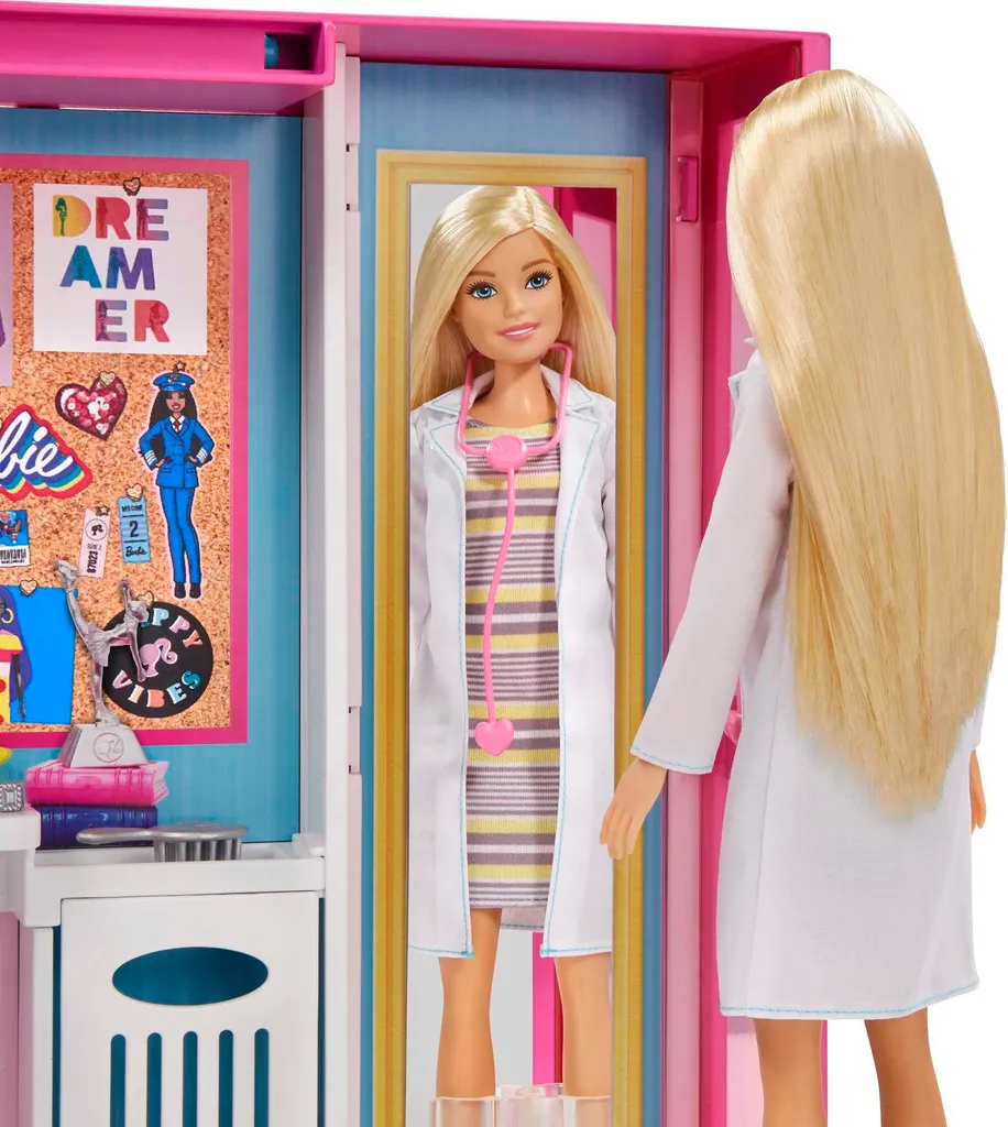 Barbie Traum Kleiderschrank Ausklappbar Mit Puppe, Zubehör Und Puppen-Kleidung – Bild 2