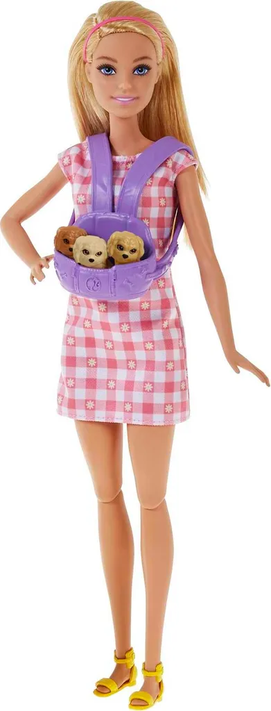 Barbie Puppe (blond) Mit Hund & Welpen, Set Inkl. Zubehör – Bild 3