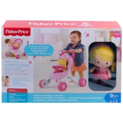 Mattel DGM71 - Fisher-Price - Princess Mommy Geschenkset, Lauflernwagen Mit Licht & Sound Und Puppe