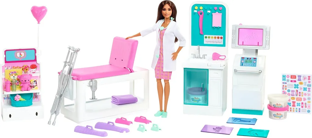 Barbie Krankenstation Set Mit Puppe (Brünett), Anziehpuppe Inkl. Zubehör