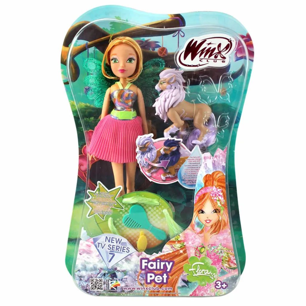 Flora Mit Feentier Magiwolf Amarok | Fairy Pet Puppe | Winx Club | Fee 28 Cm – Bild 3