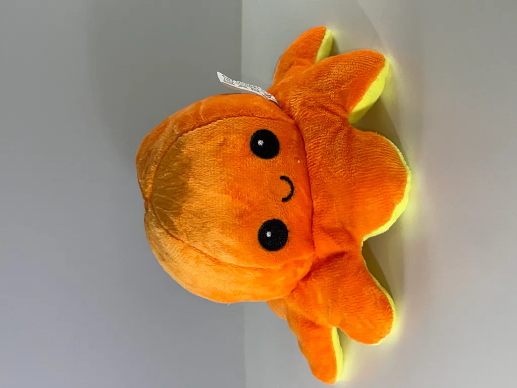 Oktopus Stimmung Krake Wendbares Plüschtier Stofftier 20cm Orange Gelb – Bild 4
