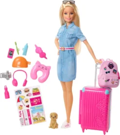 Barbie Reise Puppe (blond) Mit Zubehör, Anziehpuppe, Modepuppe, Barbie Urlaub