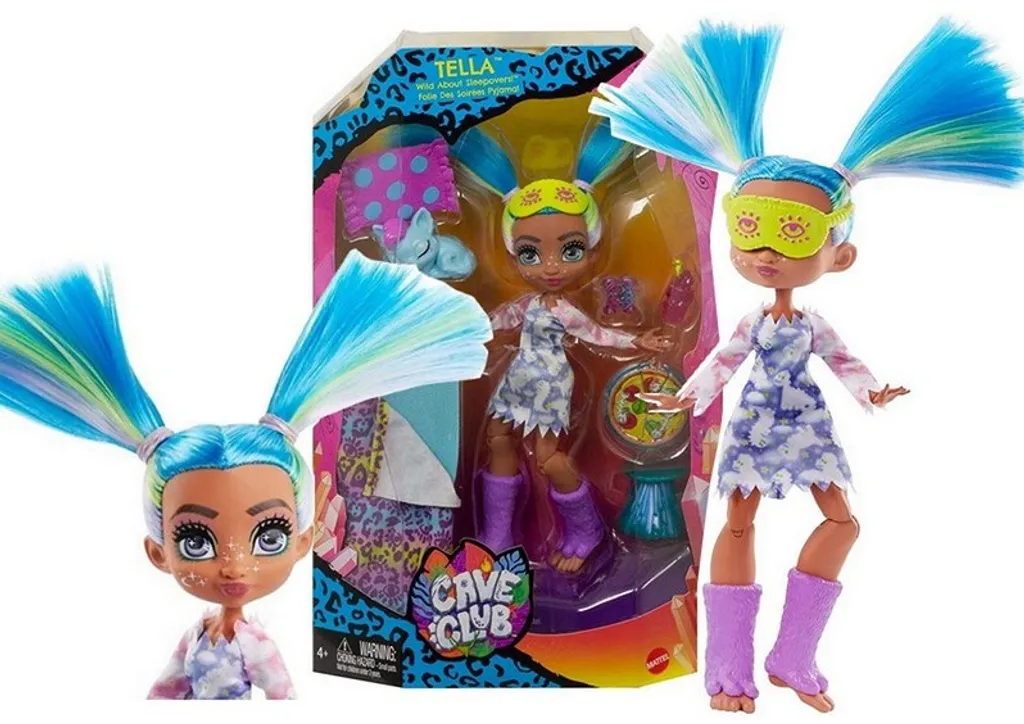 Mattel Cave Club Puppe Inkl. Zubehör Tella Pyjamapartyspass Ca. 22cm GTH06