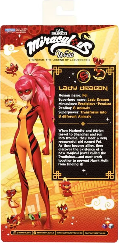 Miraculous Spielfigur Ladybug Marienkäfer Und Cat Noir Spielpuppe Dragon Shanghai Puppe 26 Cm – Bild 4