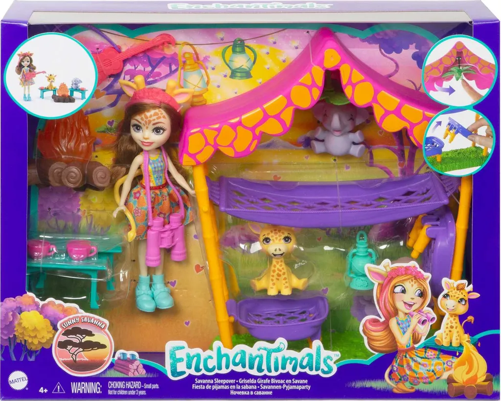 Enchantimals Savannen-Pyjamaparty Spielset Mit Griselda Giraffe Puppe – Bild 6
