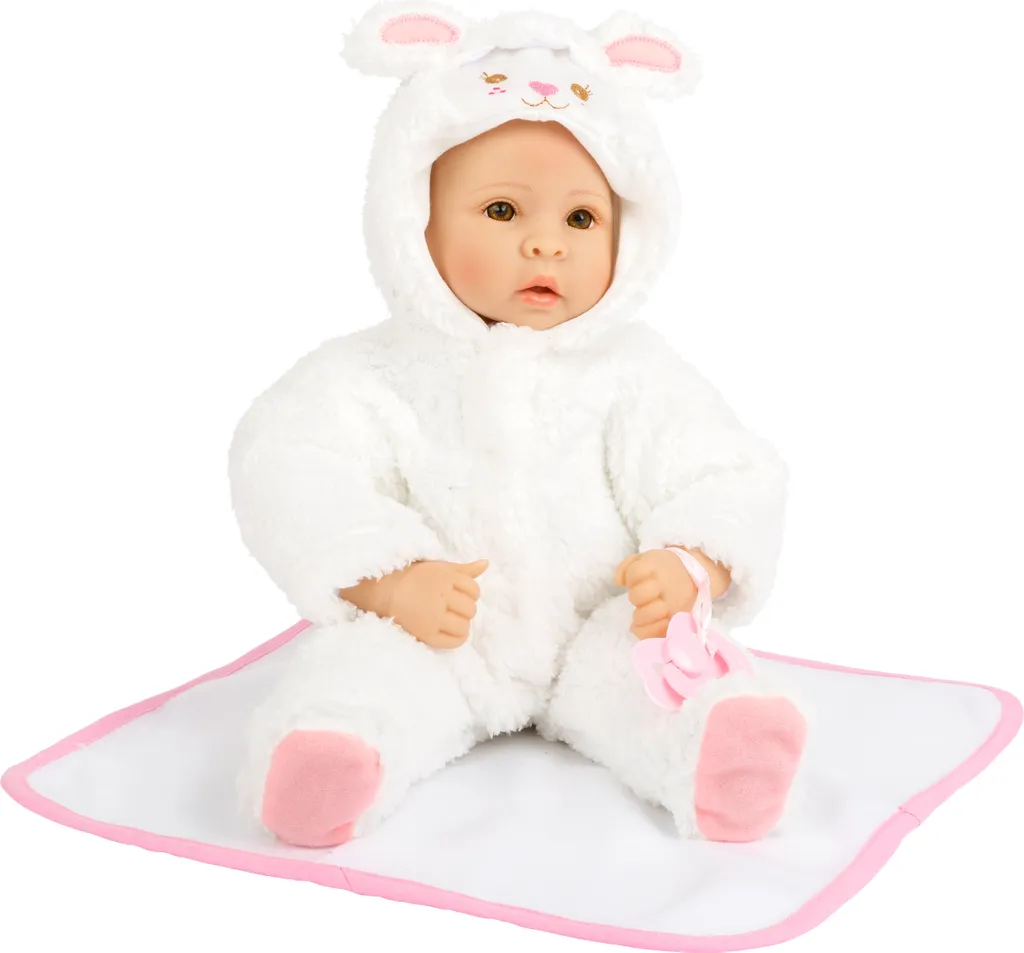 Small Foot 11498 Babypuppe Lämmchen Mit Weichem Körper, Inkl. Kuscheldecke, Strampler Und Schnuller, 40 Cm, Ab 2 Jahren