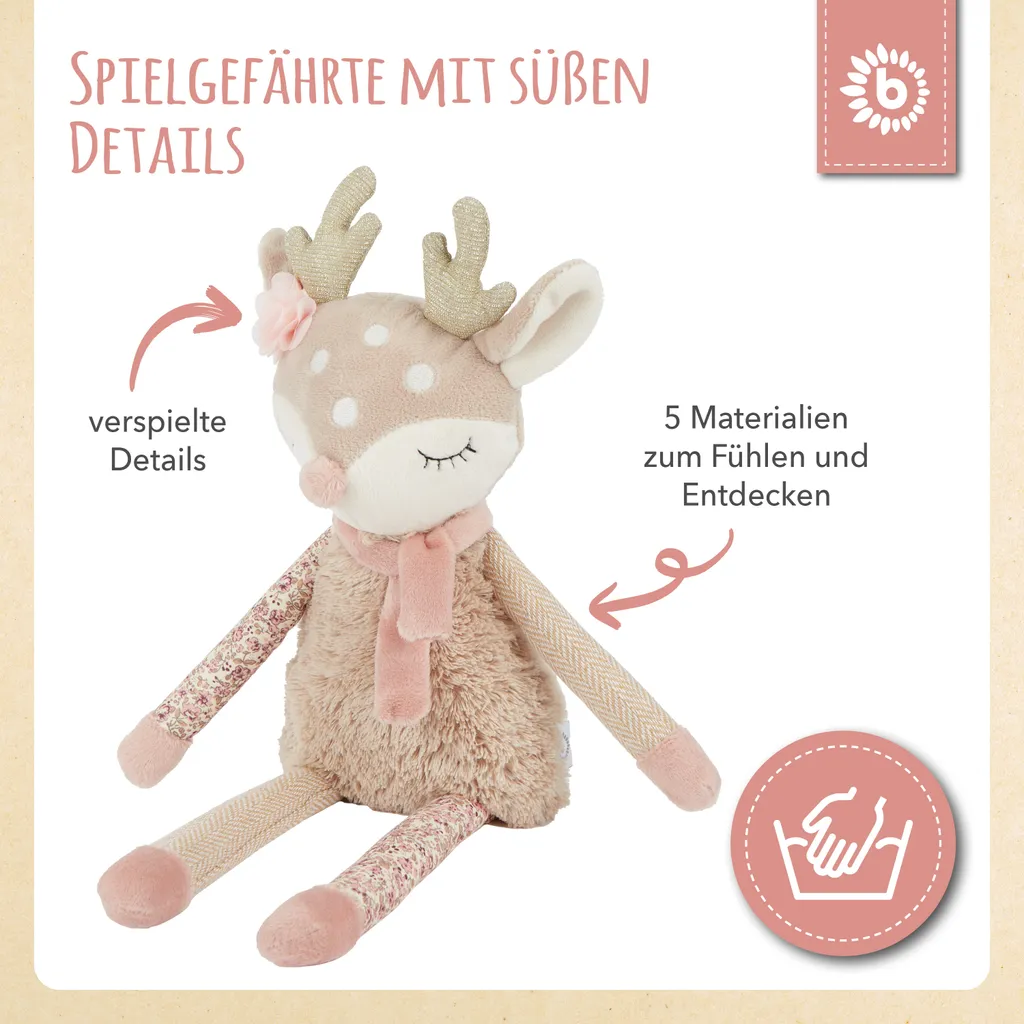 Bieco Plüsch Reh Spieltier Baby | Ca. 40 Cm | Niedliches Baby Kuscheltier | Baby Spielzeug | Kuscheltier Baby | Baby Einschlafhilfe | Kuscheltiere Für Babys | Stofftier Baby | Kuscheltier Reh – Bild 2