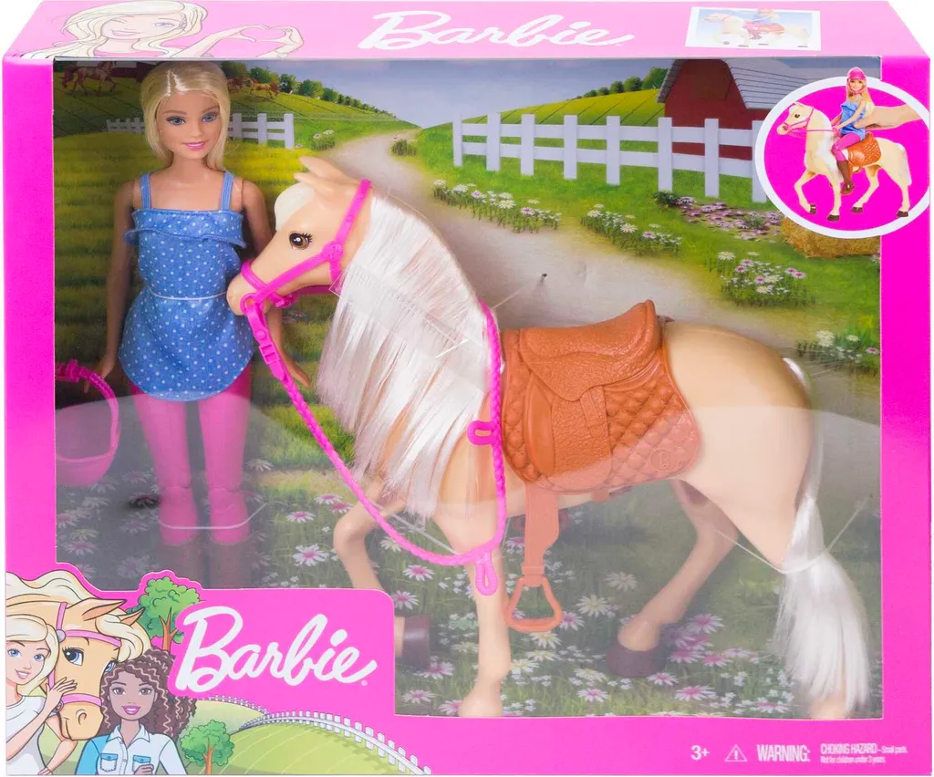 Barbie Pferd Mit Puppe (blond), Anziehpuppe, Modepuppe, Pferde Spielzeug – Bild 6