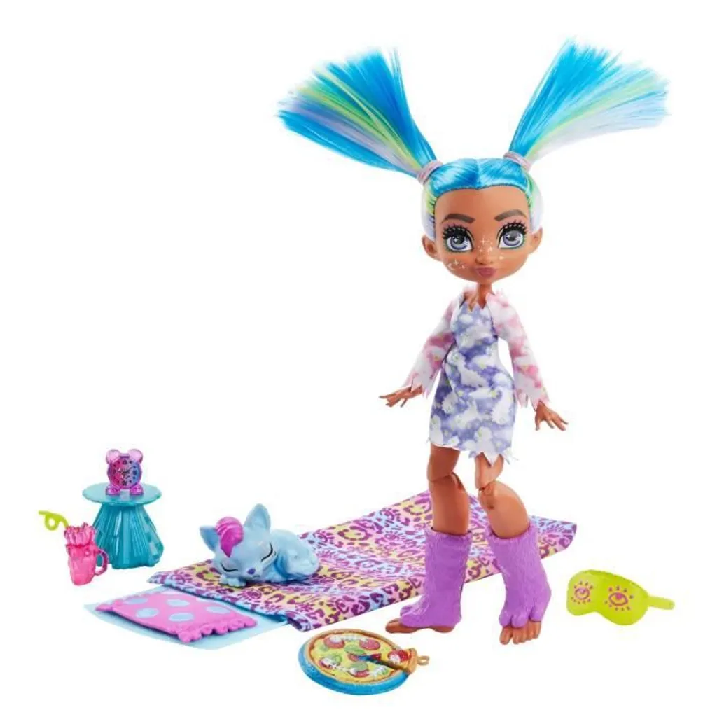 Mattel Cave Club Puppe Inkl. Zubehör Tella Pyjamapartyspass Ca. 22cm GTH06 – Bild 3