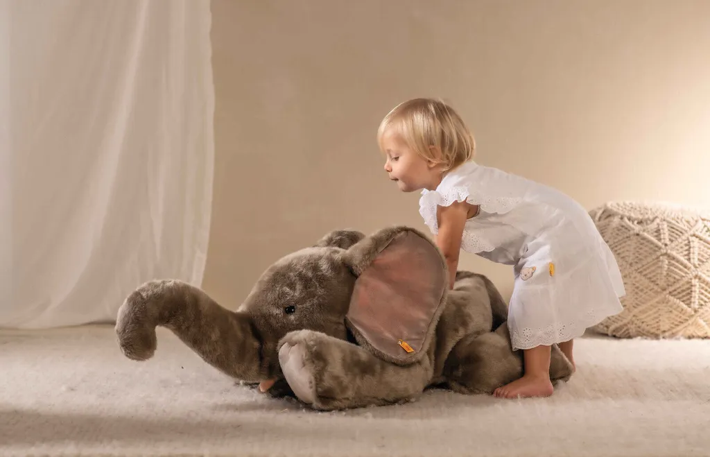 Steiff Trampili Elefant 85 Grau Liegend 064890 – Bild 5