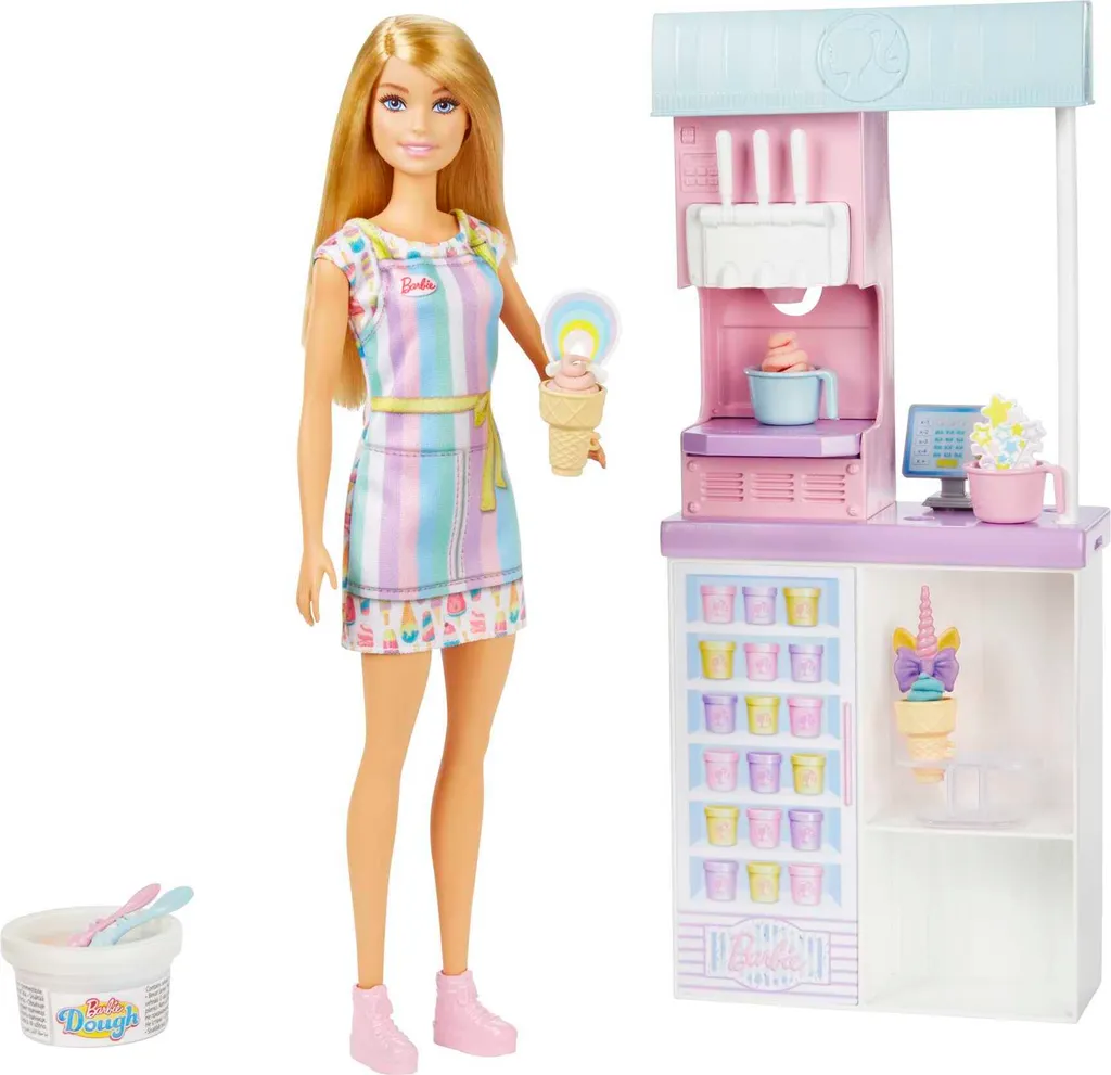 Barbie Eisdiele Mit Puppe (blond), Barbie Set Inkl. Zubehör, Anziehpuppe – Bild 5