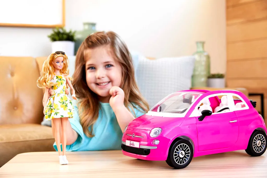 Barbie Auto Fiat Cabrio (pink), Inkl. Barbie Puppe, Set, Zubehör – Bild 2