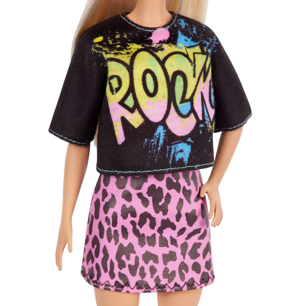 Barbie Fashionistas Puppe Im Rockigen T-Shirt Und Rock, Anziehpuppe – Bild 4
