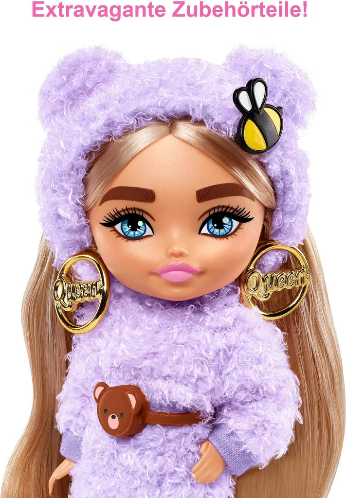 Barbie Extra Mini Puppe (Blonde Pigtails Purple Hoodie) – Bild 5