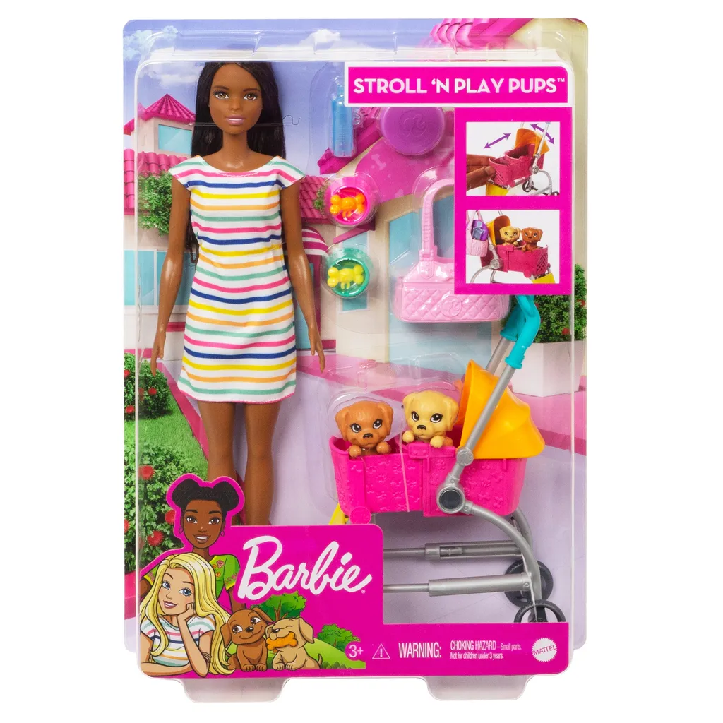 Barbie Hunde-Buggy Spielset Mit Puppe (brĂĽnett), Anziehpuppe, Modepuppe