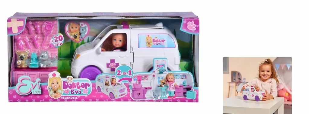 SIMBA TOYs Simba Spielset Evi Love 2-in-1 Tier-Mobil 12 Cm Weiß – Bild 6