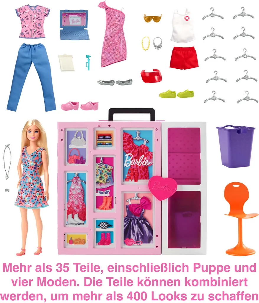 Barbie Traum-Kleiderschrank Mit Puppe (blond), Zubehör & Kleidung – Bild 4