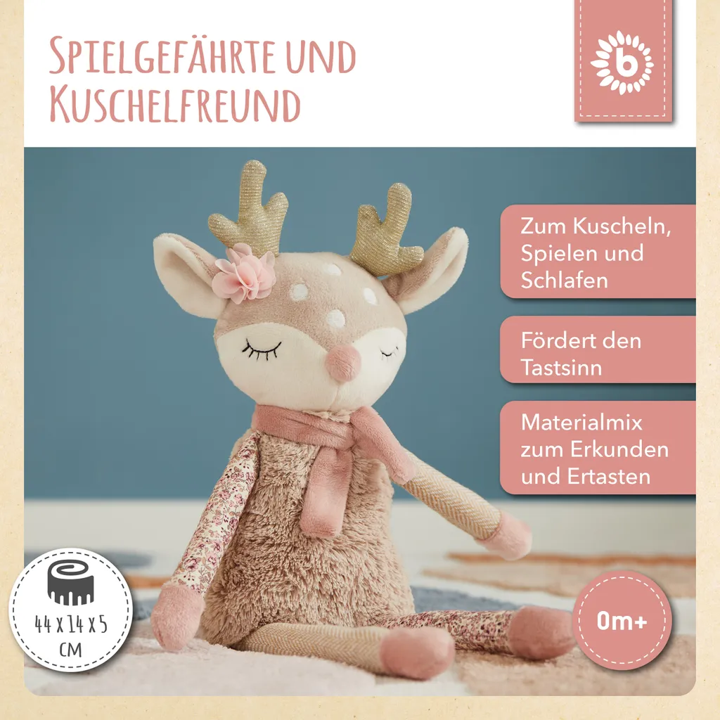 Bieco Plüsch Reh Spieltier Baby | Ca. 40 Cm | Niedliches Baby Kuscheltier | Baby Spielzeug | Kuscheltier Baby | Baby Einschlafhilfe | Kuscheltiere Für Babys | Stofftier Baby | Kuscheltier Reh