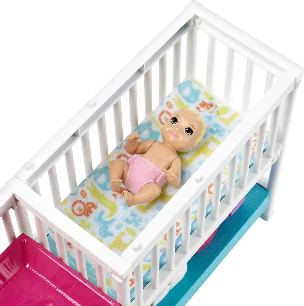 Barbie Skipper Babysitter Puppe (brünett), Kinderzimmer-Spielset Mit Baby-Puppen – Bild 5