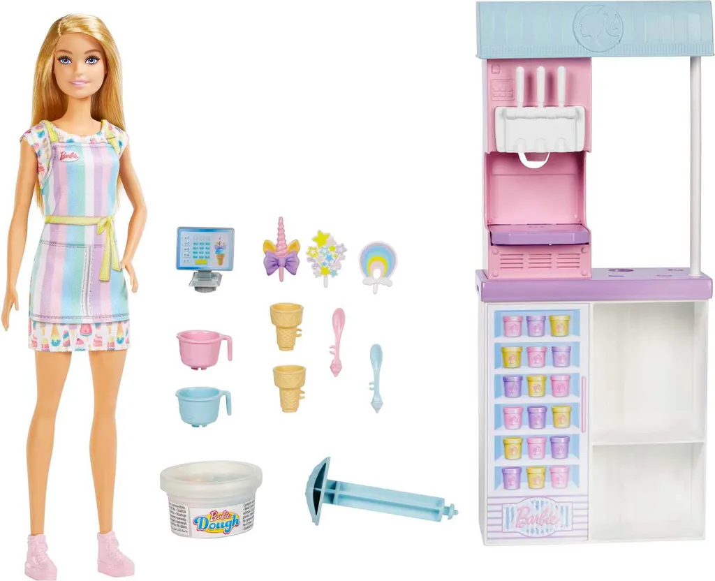 Barbie Eisdiele Mit Puppe (blond), Barbie Set Inkl. Zubehör, Anziehpuppe
